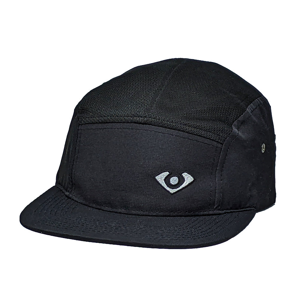 Casquette noire à cinq panneaux en maille VC Performance