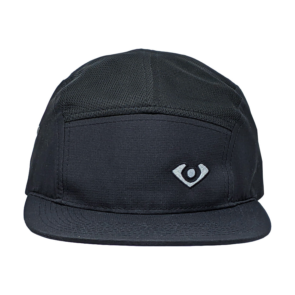 Casquette noire à cinq panneaux en maille VC Performance