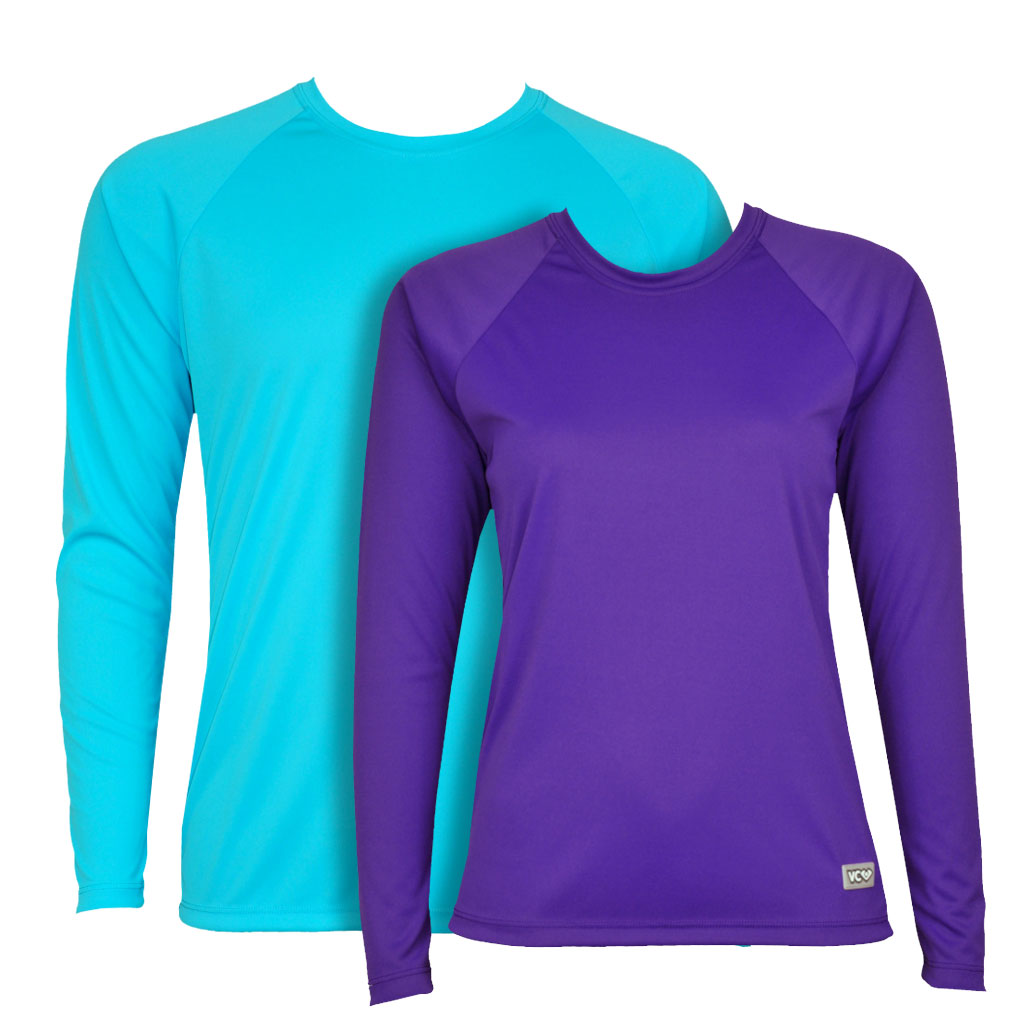 VC Ultimate raglan long sleeve shirts with built in UPF 50 protection. Great as sports wear, athleisure wear and more.