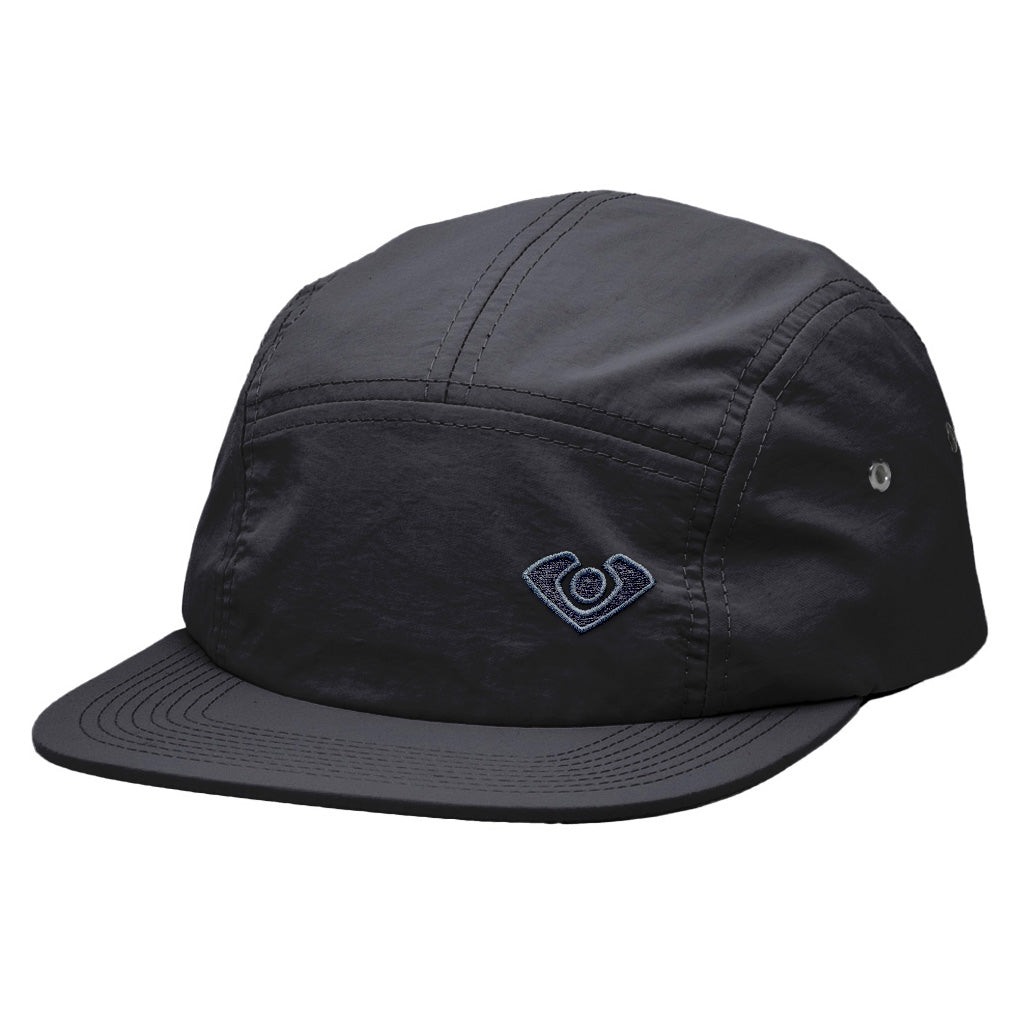 VC Ultimate Black Performance Taslon With Embroidered VC Logo Five Panel Hat Quarter View