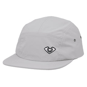 VC Ultimate Shadow Grey Performance Taslon With White Embroidered VC Logo Five Panel Hat Quarter View