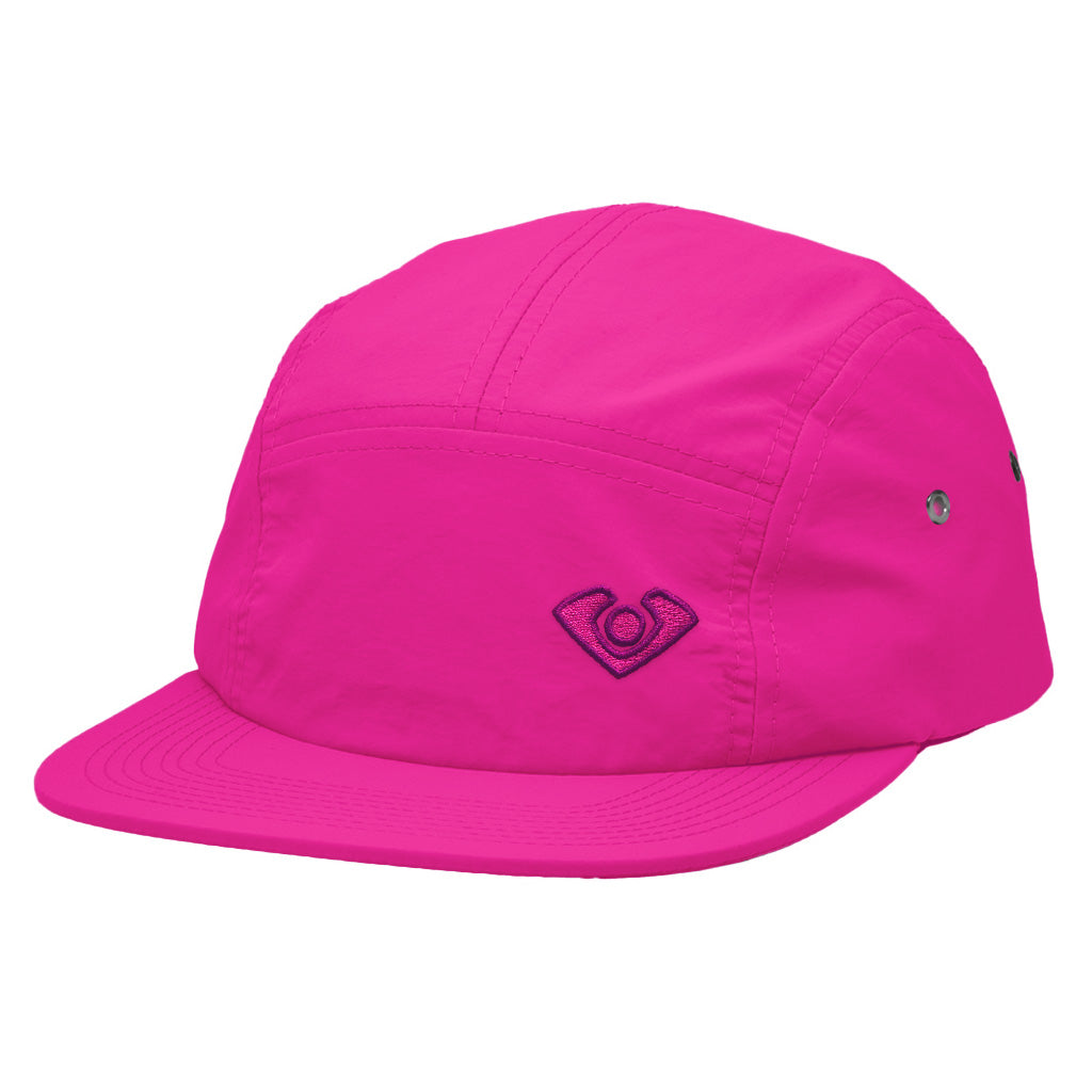 VC Ultimate Pink Performance Taslon With Embroidered VC Logo Five Panel Hat Quarter View