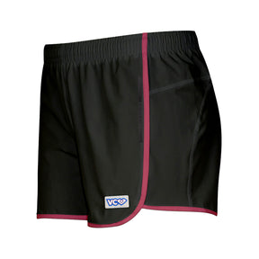 Black + Red Shorty Shorts With Pockets