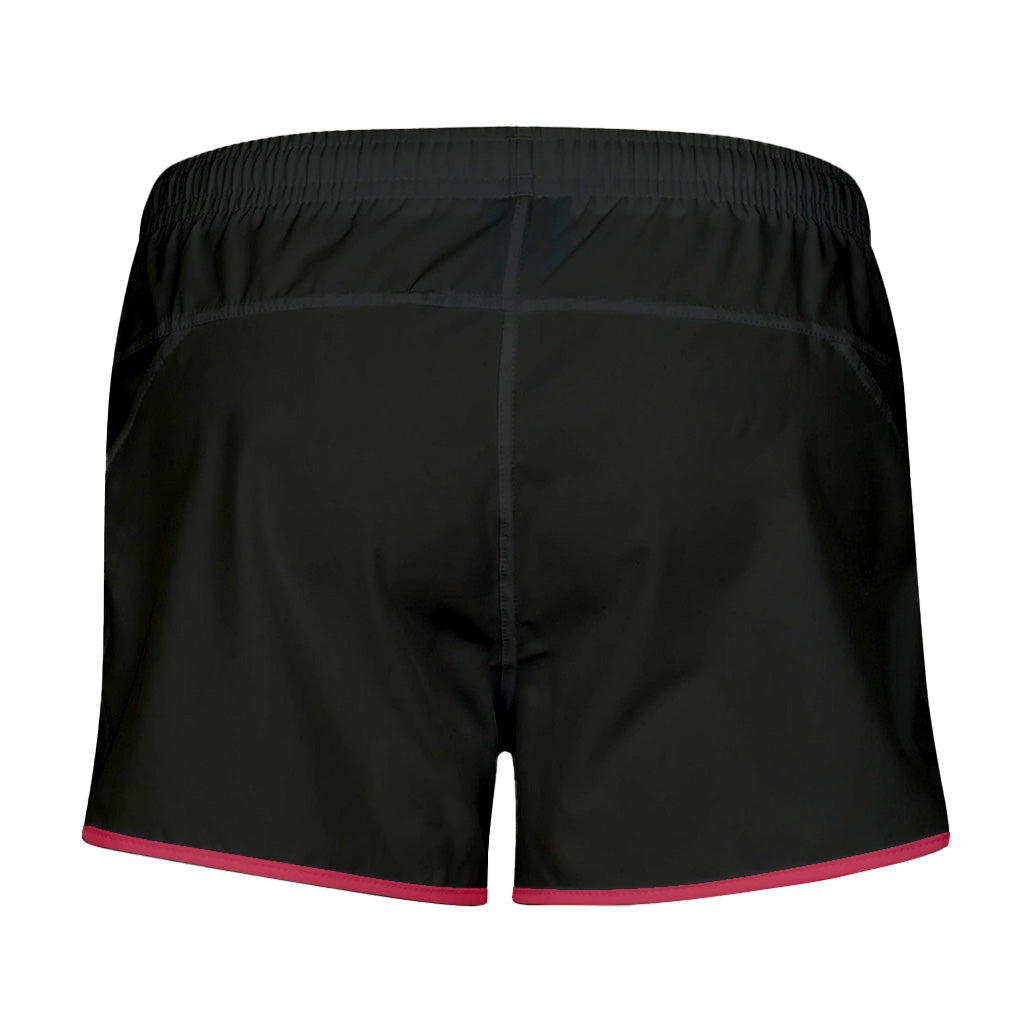 Black + Red Shorty Shorts With Pockets