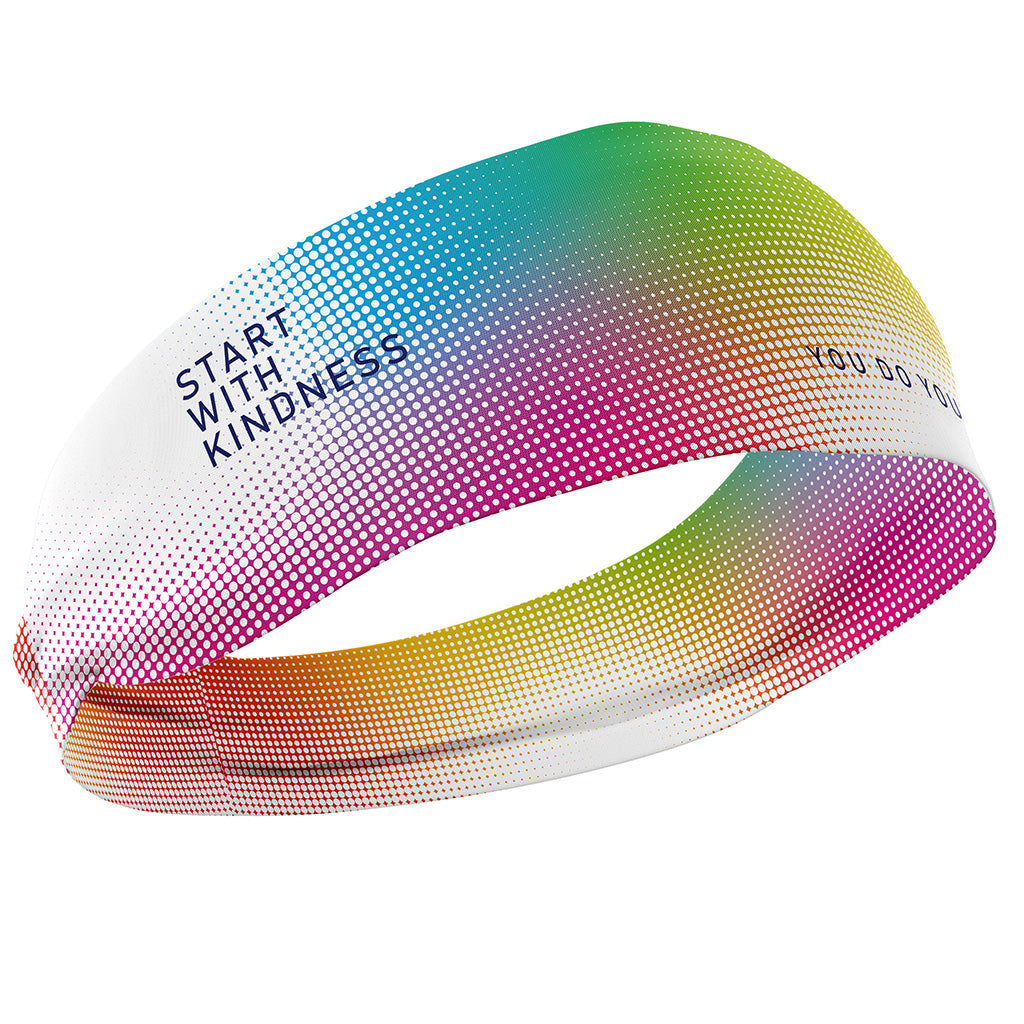 VC Ultimate Frisbee Colourful Dotted Cinch Headband Saying Start With Kindness You Do You