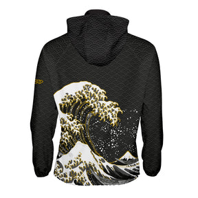 Hokusai Wave Black Gold Windbreaker